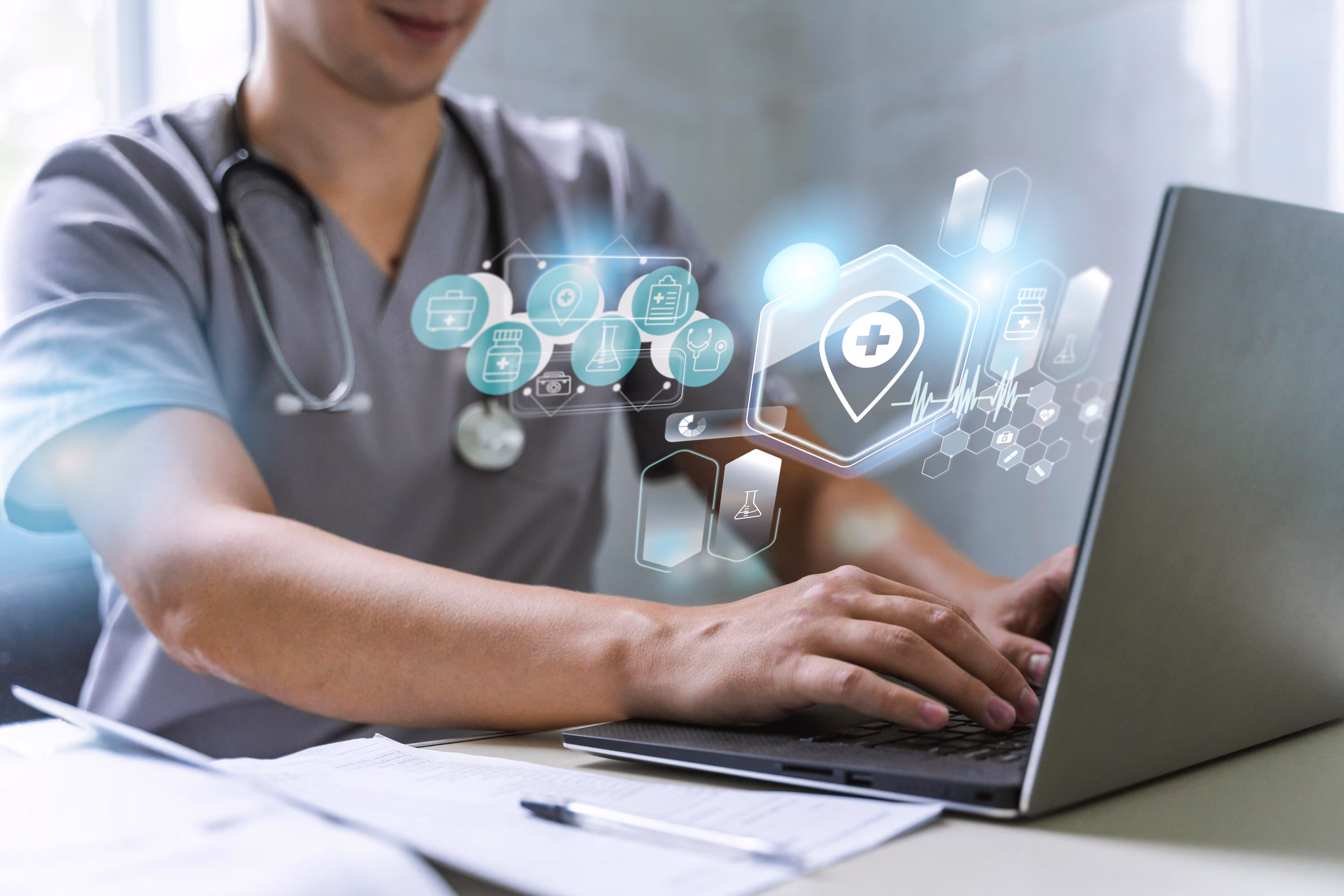 a doctor observing a patient's digital report bigsun