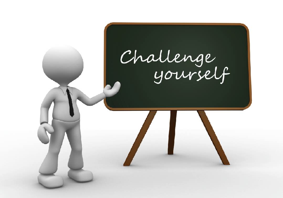 3d man view over challenge yourself word bigsun