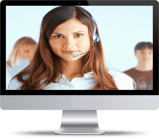 a lady with headset and microphone presented as a call support agent bigsun