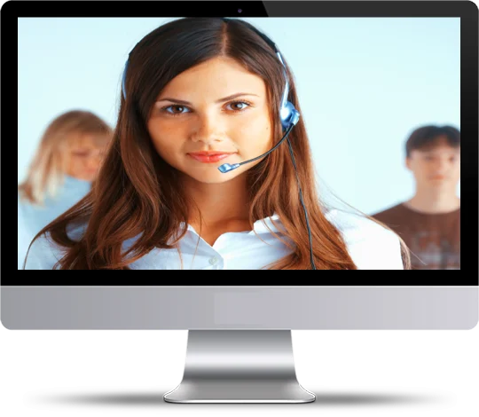 a lady with headset and microphone presented as a call support agent bigsun