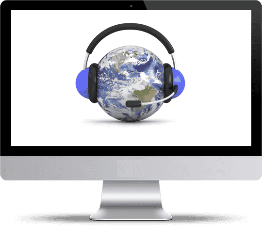 planet earth image wearing a headhphone bigsun