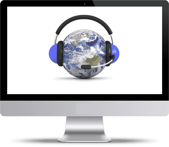 planet earth image wearing a headhphone bigsun