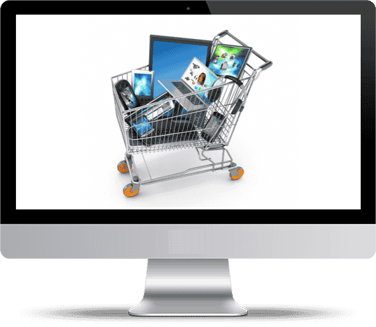 a shopping trawlley containing electronic devices bigsun