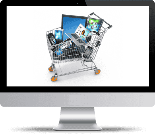 a shopping trawlley containing electronic devices bigsun